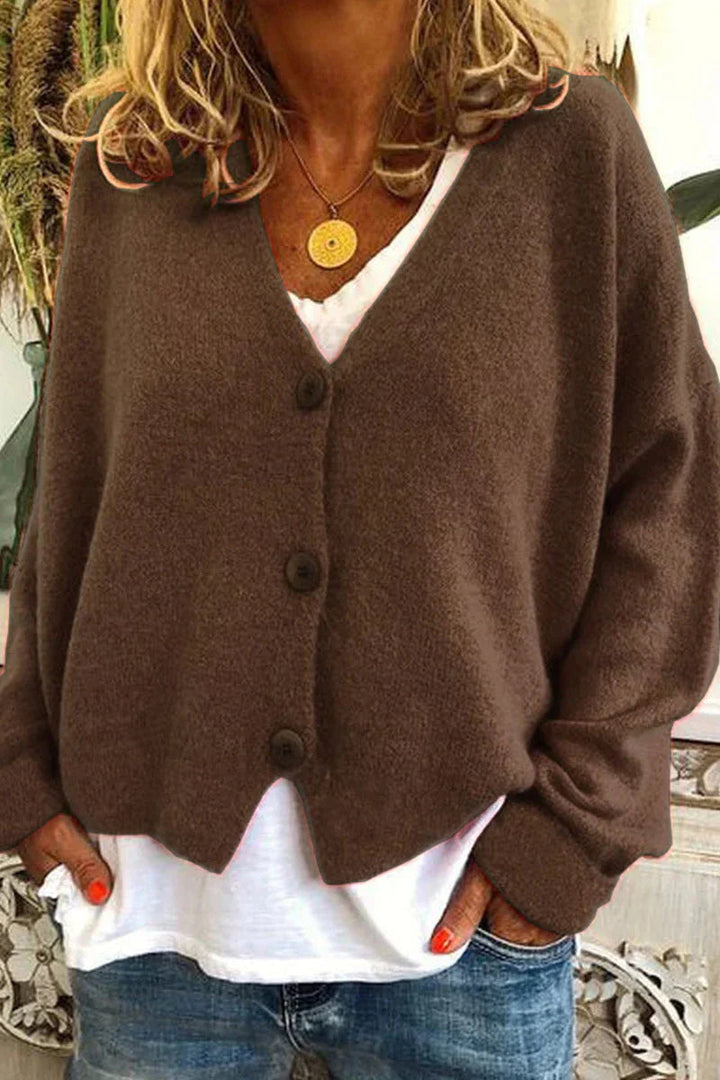 Levoire | Pull À Col V À Manches Longues En Tricot Marron foncé