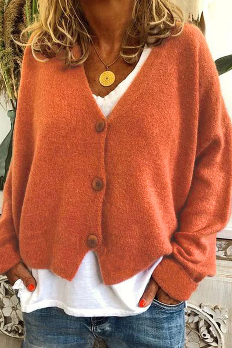 Levoire | Pull À Col V À Manches Longues En Tricot orange hellébores