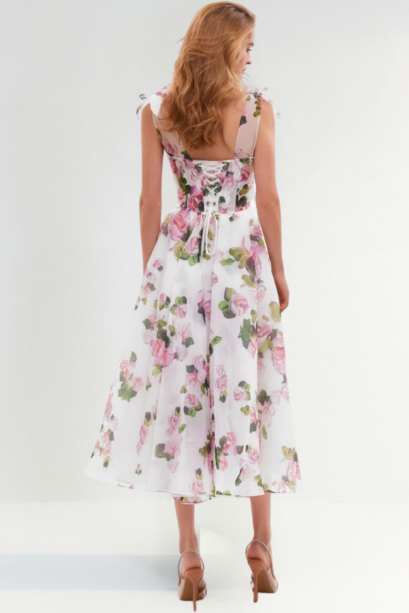 Levoire | Midi Robe Florale Sans Bretelles