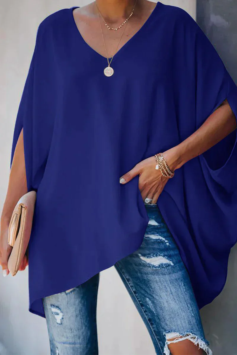Levoire | Élégant Pull Ample À Base Couleur Bleu