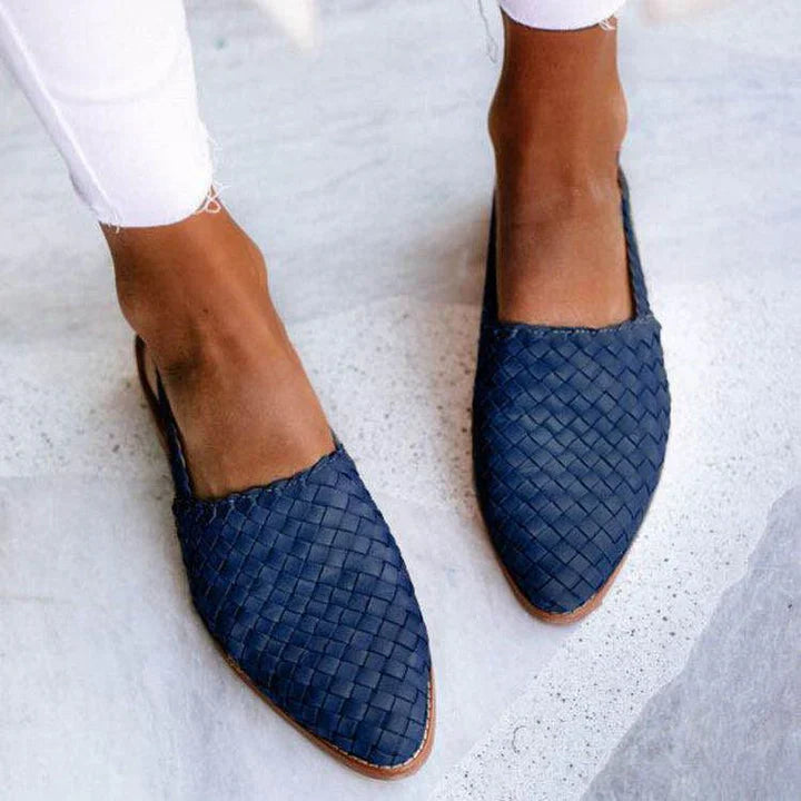 Levoire | Ballerines En Cognac Tressées Couleur bleue