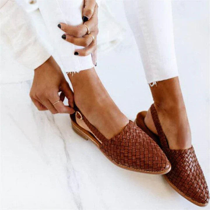 Levoire | Ballerines En Cognac Tressées Brun foncé