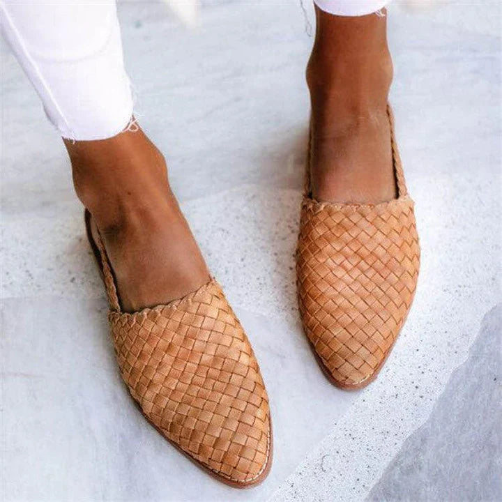 Levoire | Ballerines En Cognac Tressées Gingembre