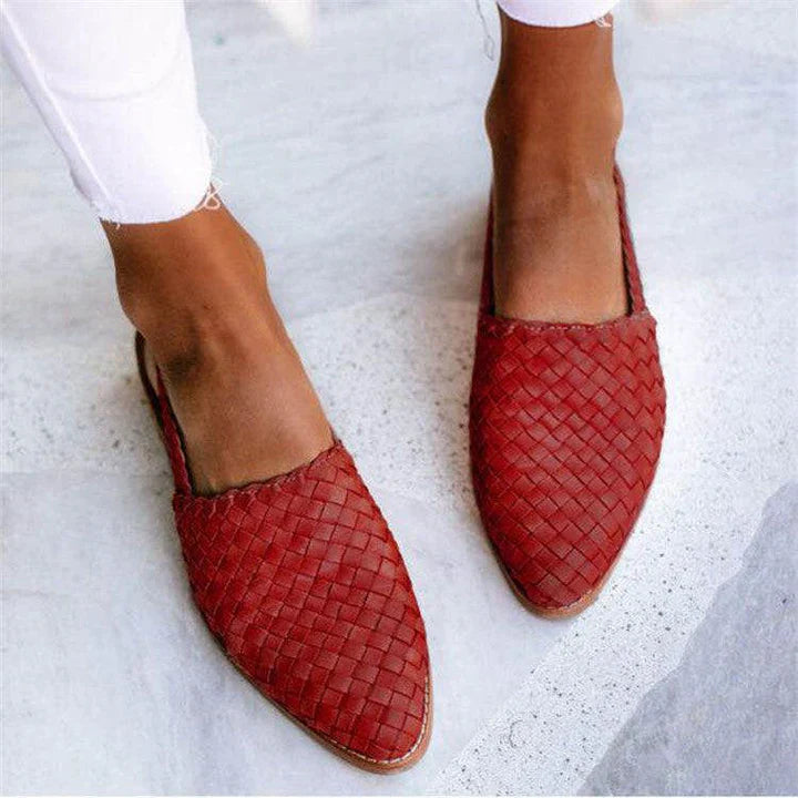 Levoire | Ballerines En Cognac Tressées Couleur rouge