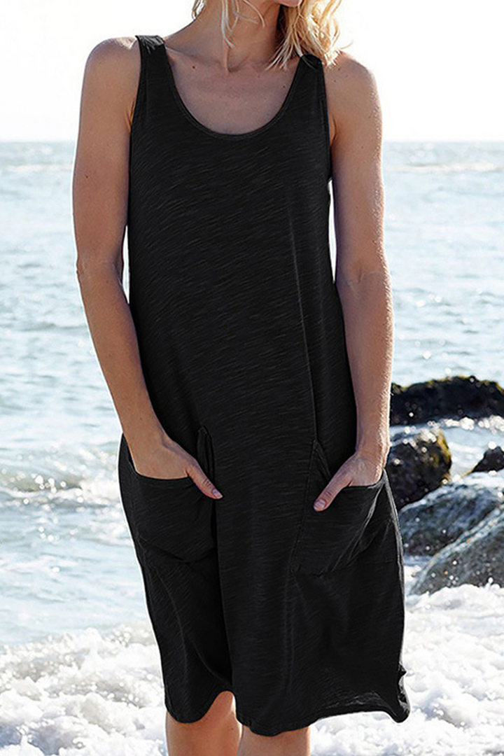 Levoire | Élégante Robe Mi-Longue Off-Shoulder Avec Poches Noir