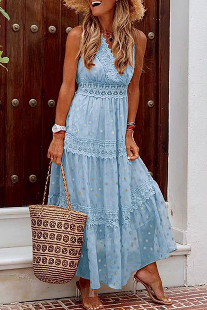 Levoire | Robe à pois en mousseline pour femme Bleu clair