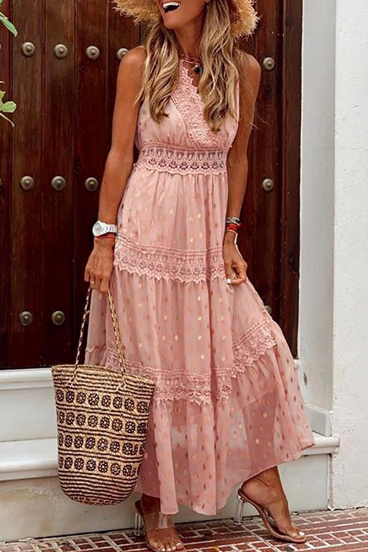 Levoire | Robe à pois en mousseline pour femme Rose