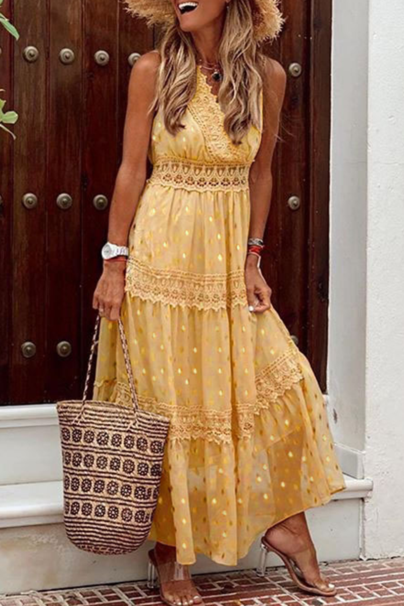 Levoire | Robe à pois en mousseline pour femme Jaune