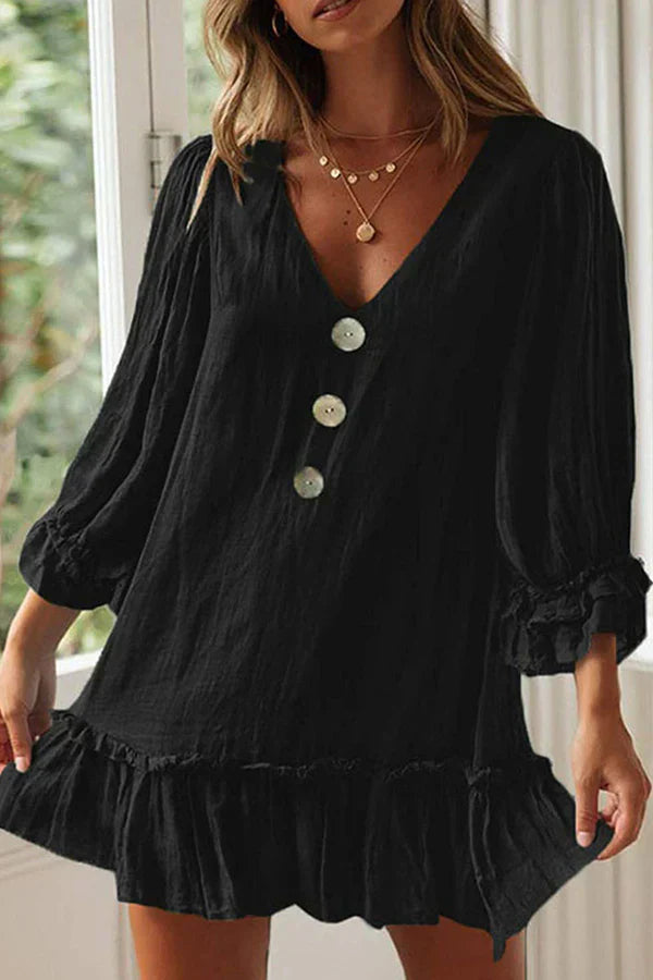 Levoire | Robes à encolure en V et patchwork uni, simplicité à la mode Noir