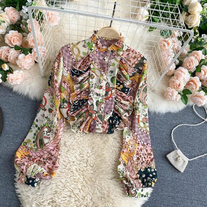 Levoire | Chemises pour femmes avec un col haut et une temperament croisé et fendu Rosa Une taille