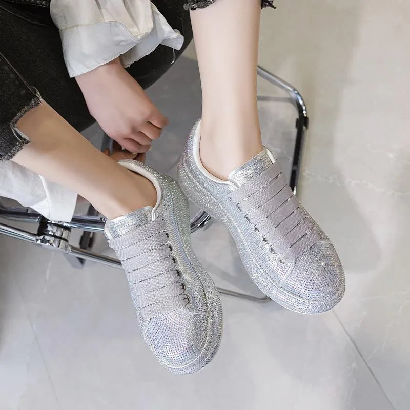 Levoire | Baskets femmes avec strass Argent