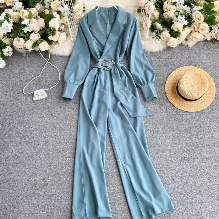 Levoire | Blouse à manches longues avec revers, coupe slim Bleu Une taille
