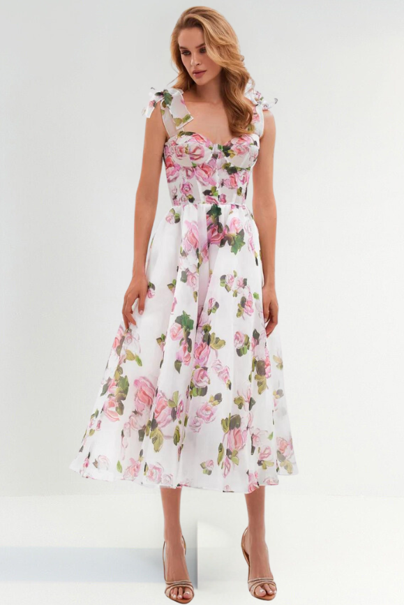 Levoire | Midi Robe Florale Sans Bretelles