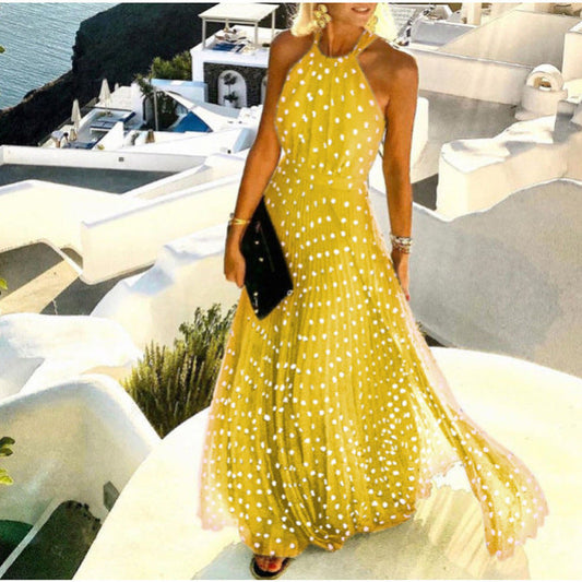 Levoire | Robe maxi d'été moderne sans manches Jaune
