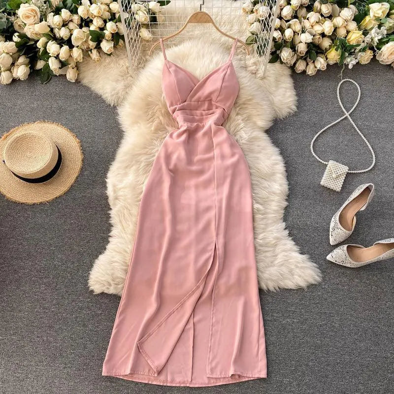 Levoire | Robe étroite sans bretelles avec décolleté en V entrecroisé Rosa