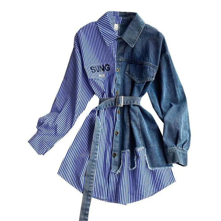 Levoire | Robe femme à manches longues et imprimés en denim