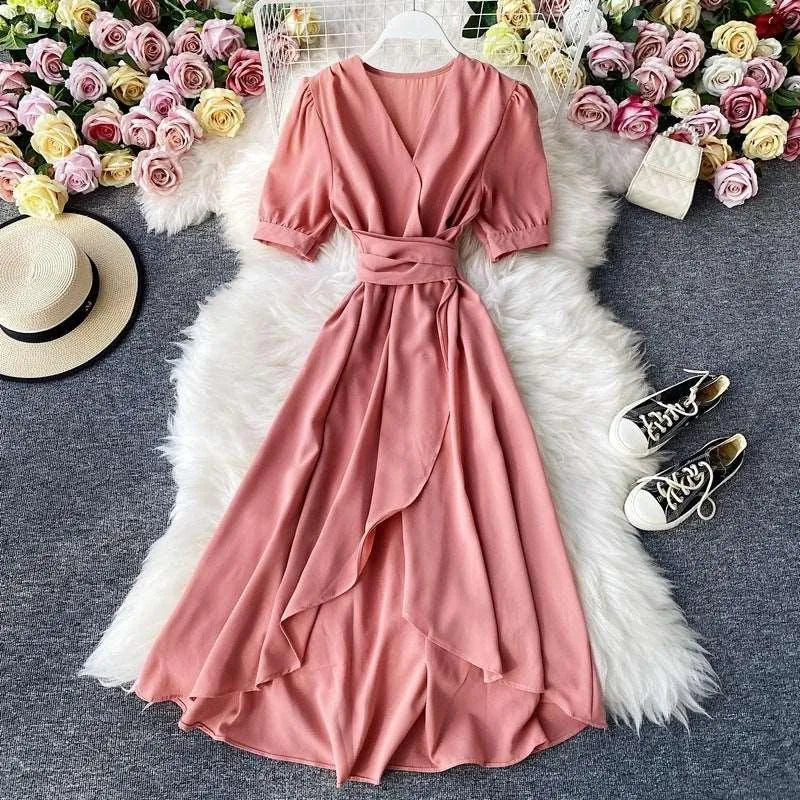 Levoire | Robe à décolleté en V rétro pour femmes Rosa Une taille