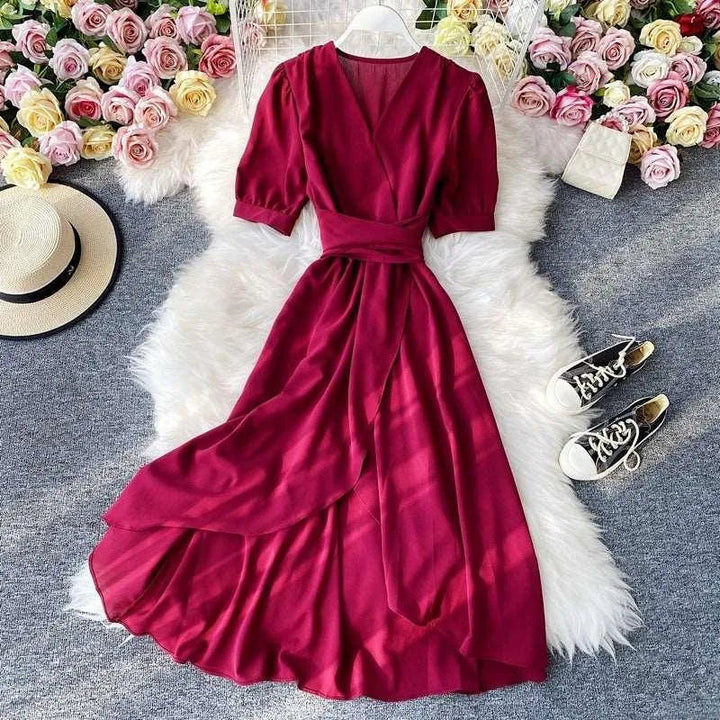 Levoire | Robe à décolleté en V rétro pour femmes Rosenrot Une taille