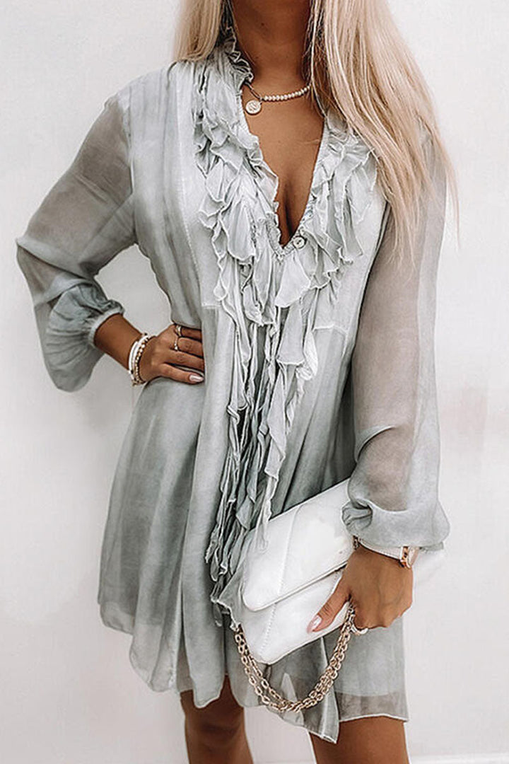 Levoire | Élégante robe patchwork mi-longue Gris vert