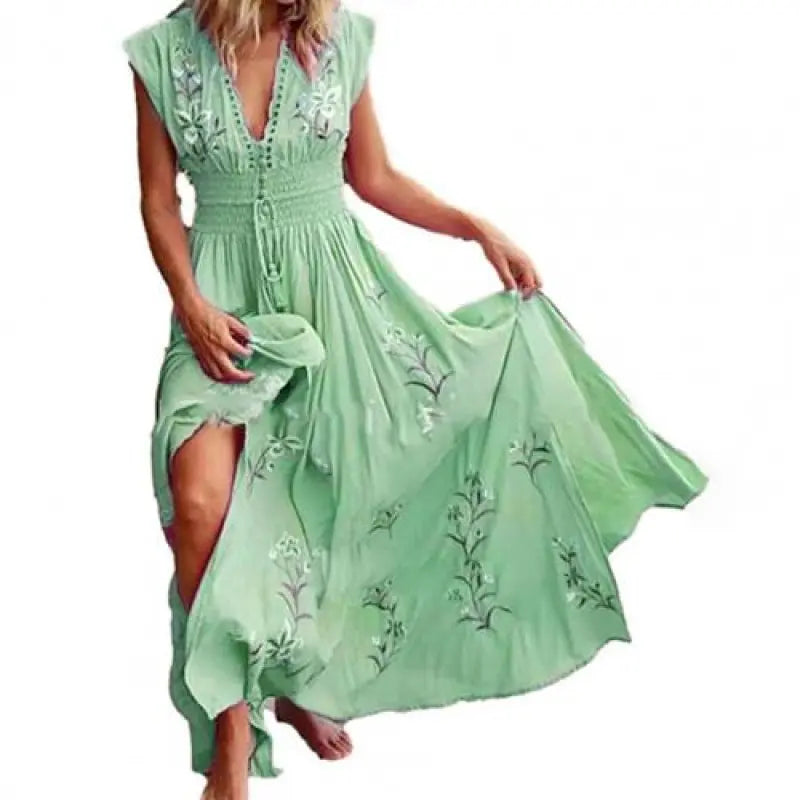 Levoire | Robe Maxi Vert Printanier