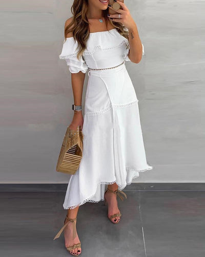Levoire | Robe à épaules découvertes en patchwork