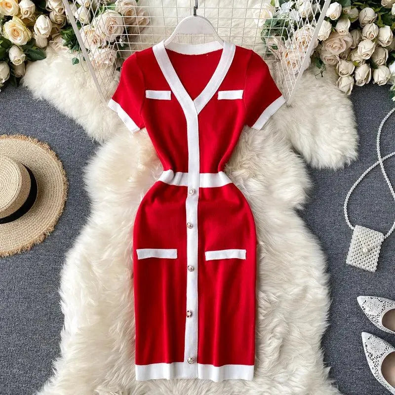 Levoire | Robe tricot à col en V Rot Une taille