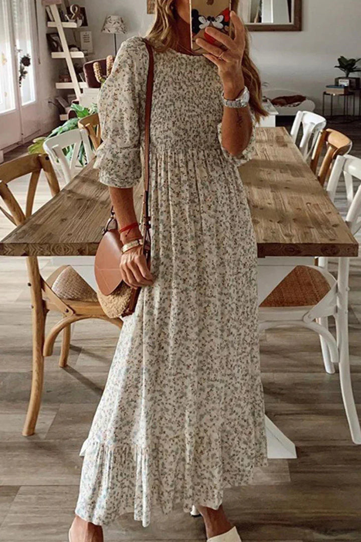 Levoire | Robe trapèze à encolure en O avec imprimé de la rue et patchwork 2XL