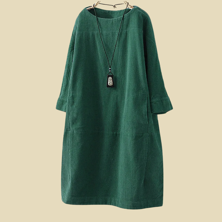 Levoire | Robe En Velours Côtelé Classique Pour Femmes Vert