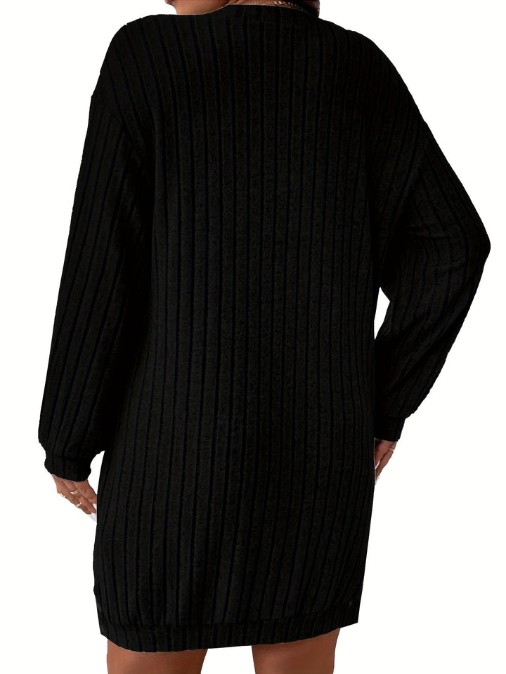Levoire | Rento Plus Taille Robe Plissée À Manches Longues Et Encolure En V