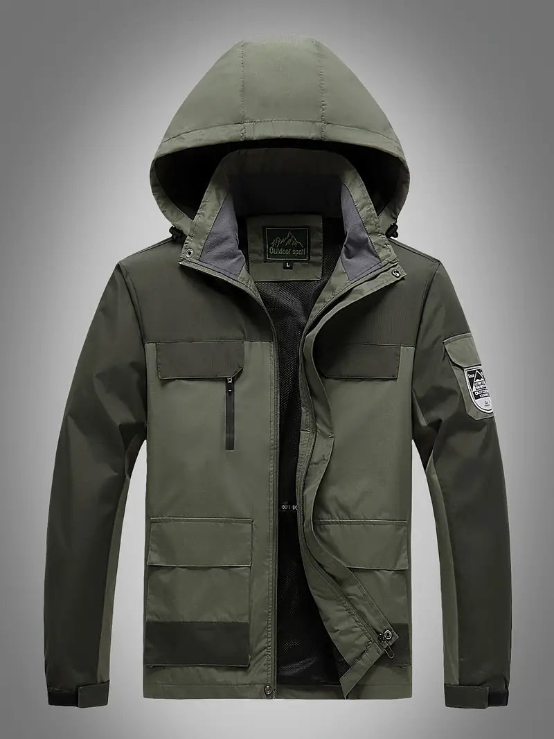 Levoire | Veste à capuche imperméable à manches longues avec poches armeen vert