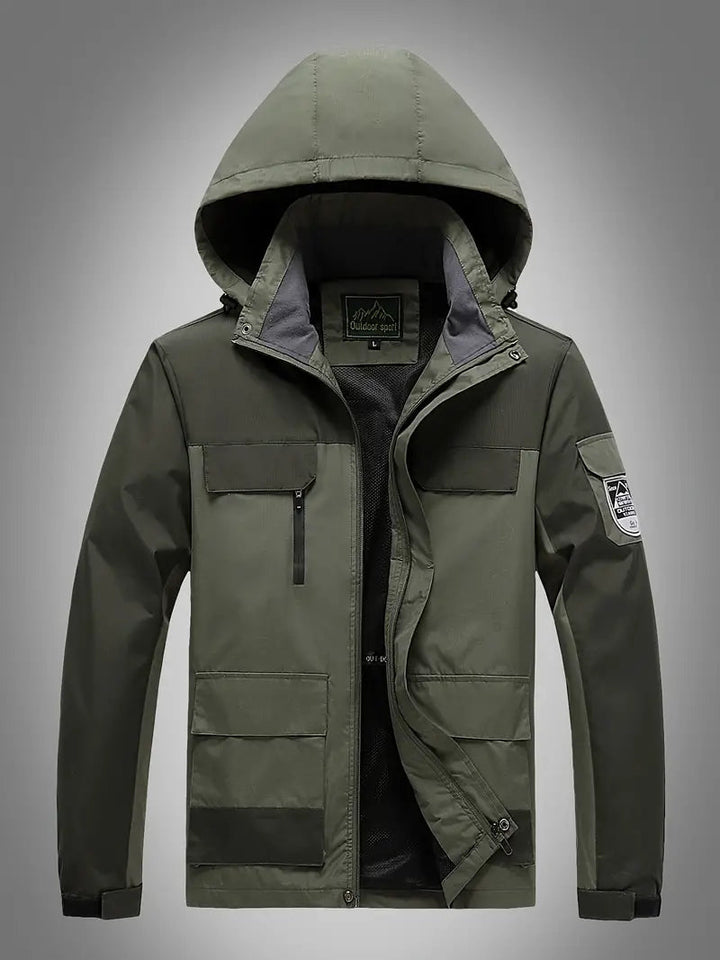 Levoire | Veste à capuche imperméable à manches longues avec poches armeen vert