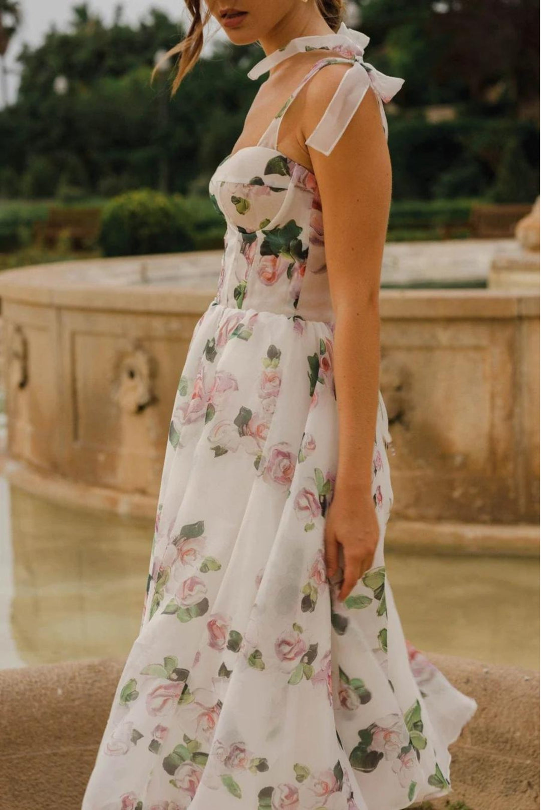 Levoire | Midi Robe Florale Sans Bretelles
