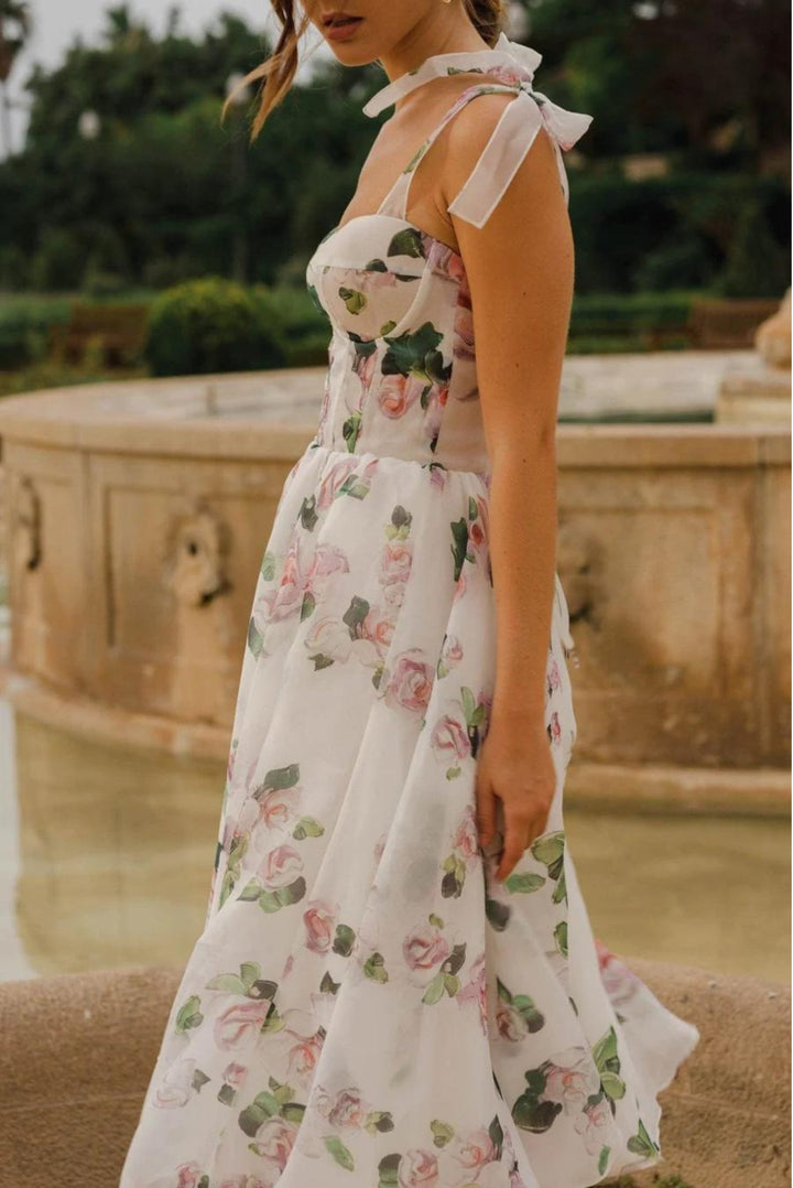 Levoire | Midi Robe Florale Sans Bretelles