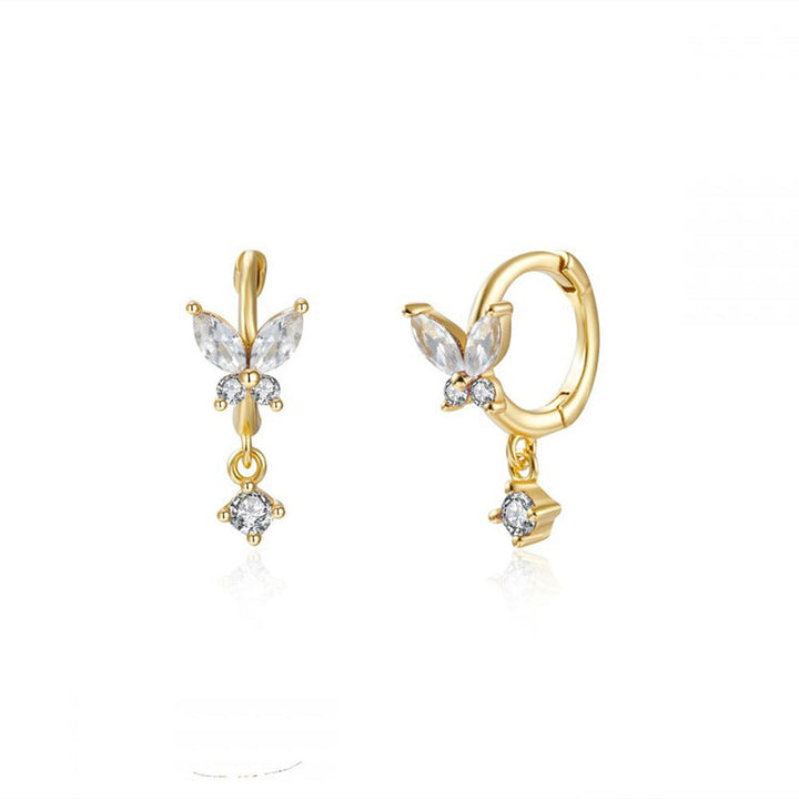 Levoire | Boucles D'Oreilles En Zirconium Cristal Or Papillon