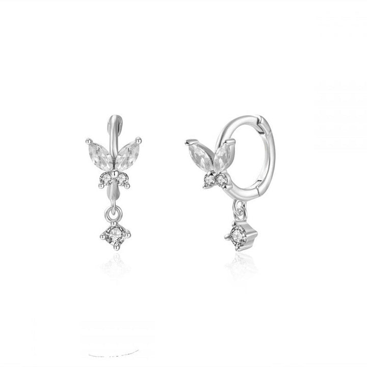Levoire | Boucles D'Oreilles En Zirconium Cristal Argent Papillon