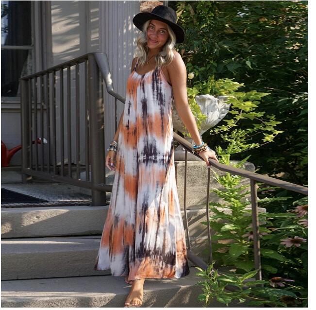 Robe maxi pour femme avec un design tie-dye tendance et un décolleté en V flatteur Levoire