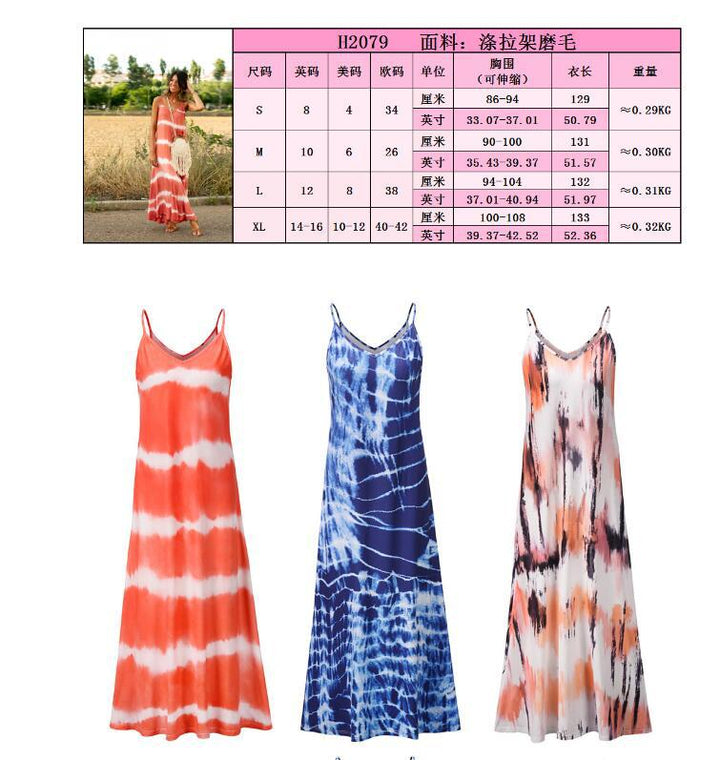 Robe maxi pour femme avec un design tie-dye tendance et un décolleté en V flatteur Levoire