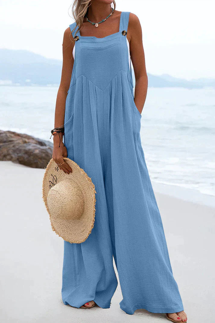 Levoire | Casual square collar jumpsuits Bleu