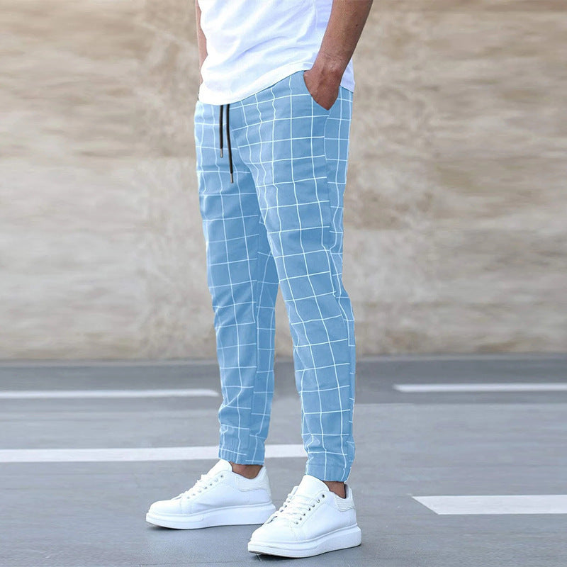 Levoire | Pantalon À Carreaux Élégant Bleu ciel