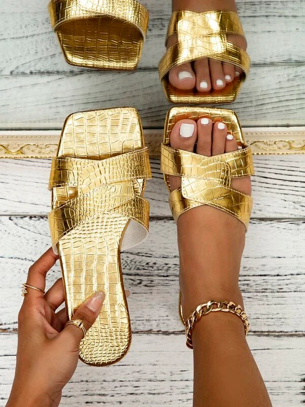 Levoire | Sandales Flip Flop Tendance Avec Semelle Souple Or