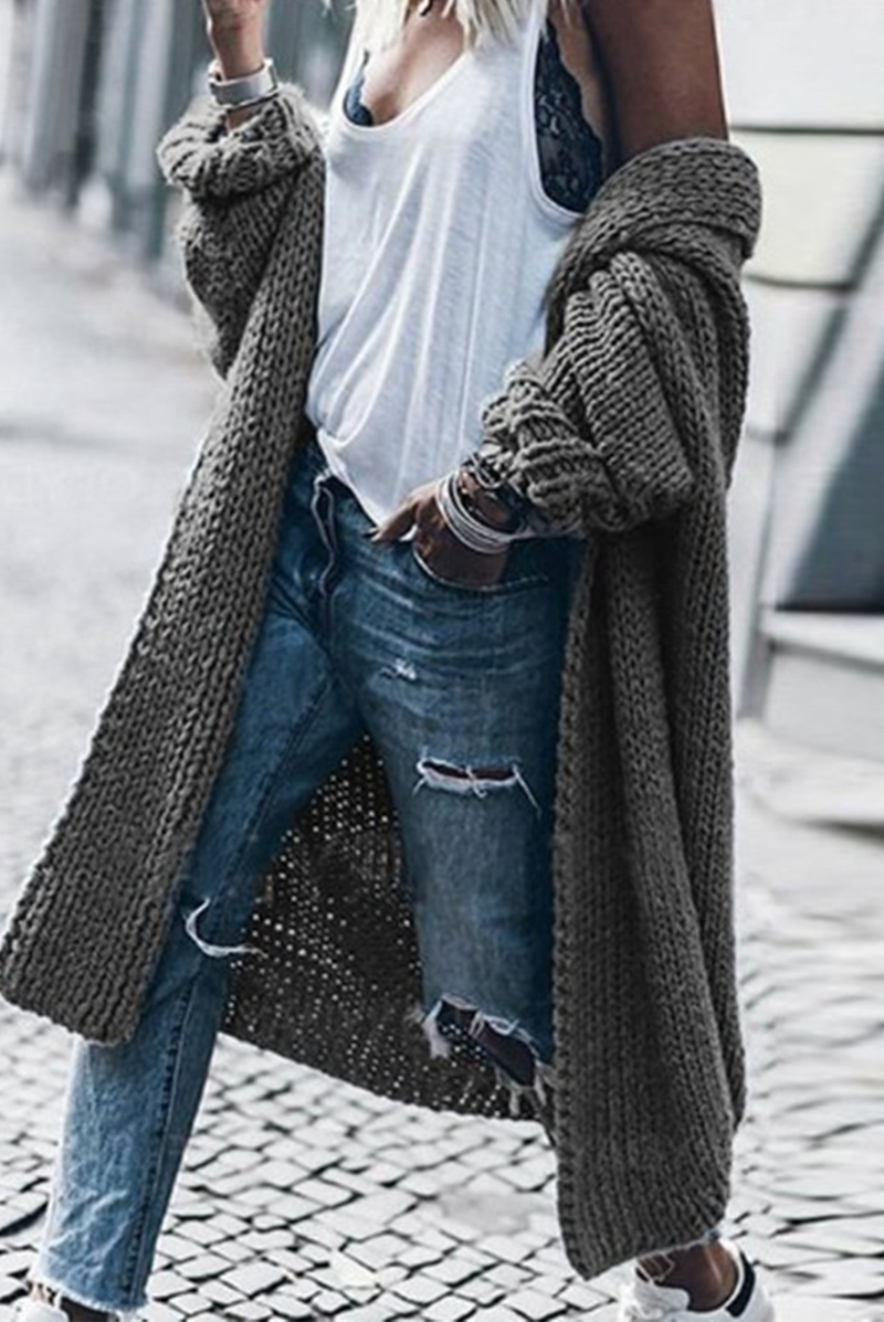 Levoire | Tricoté femmes cardigan Gris foncé