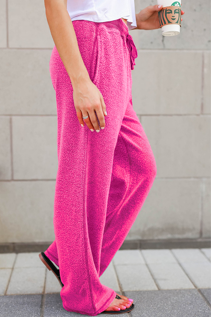 Levoire | Pantalon Large Décontracté Avec Ceinture Et Poches Rosa