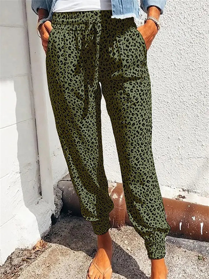Levoire | Pantalon En Filet Serpent Avec Bas Étroit Et Motif Léopard Vert foncé militaire