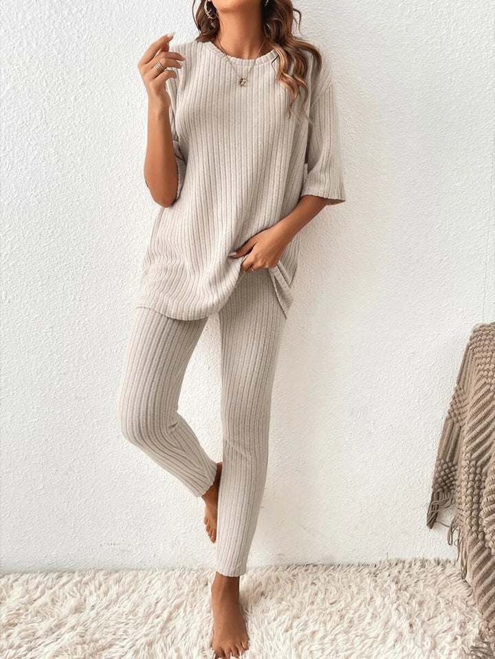 Levoire | Pull Col Rond Avec Pantalon À Taille Élastique Ensemble Deux Pièces