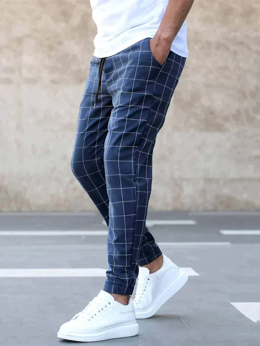Levoire | Pantalon avec Coupe Élégante et Motif Sophistiqué pour Toutes Occasions Bleu foncé