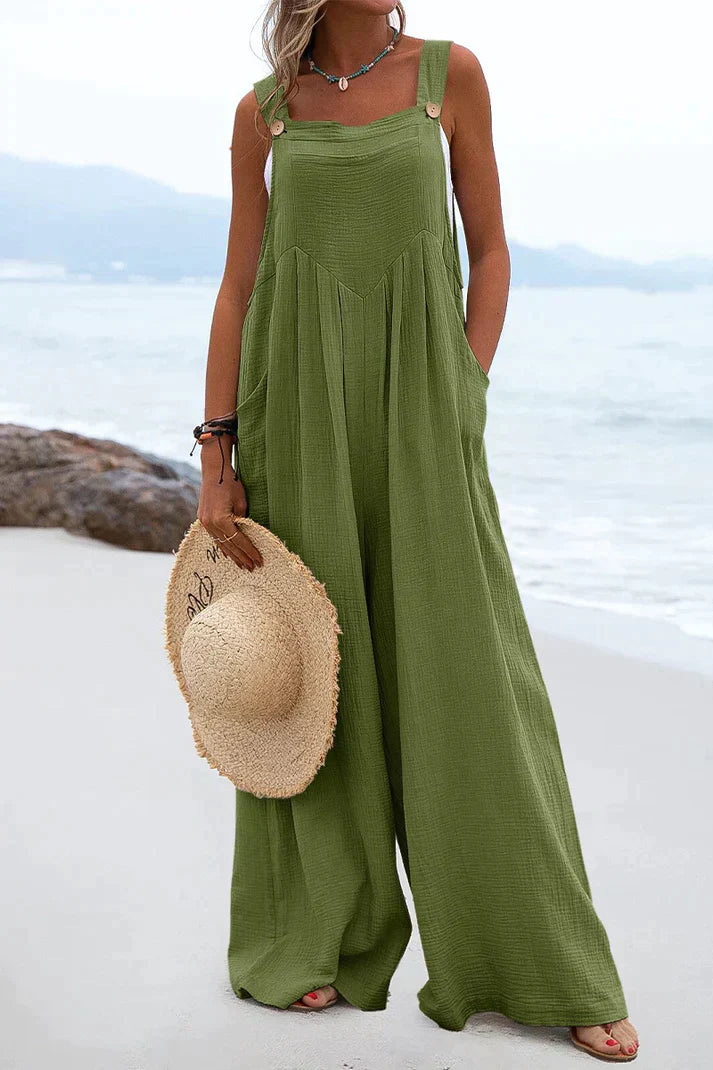 Levoire | Casual square collar jumpsuits vert-brun-vert