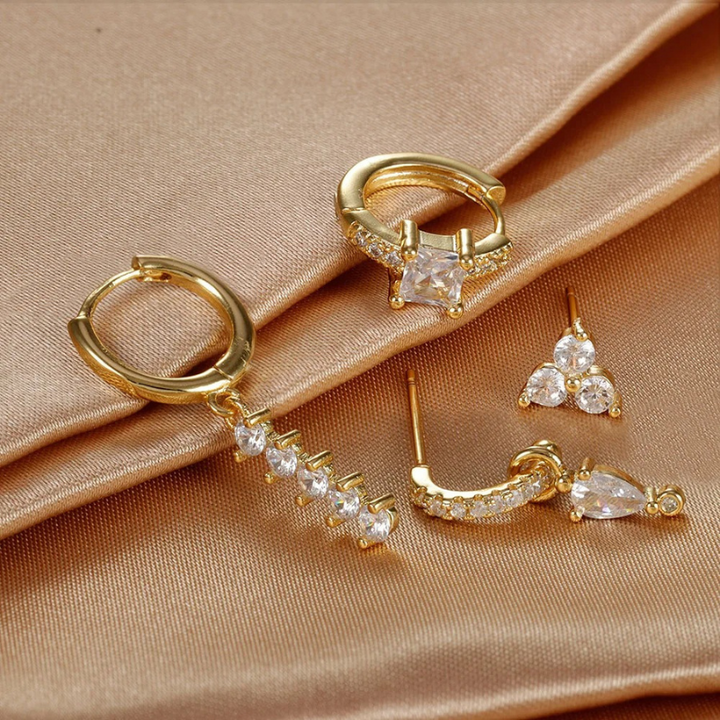 Levoire | Boucles D'Oreilles Dorées Modernes En Zircon