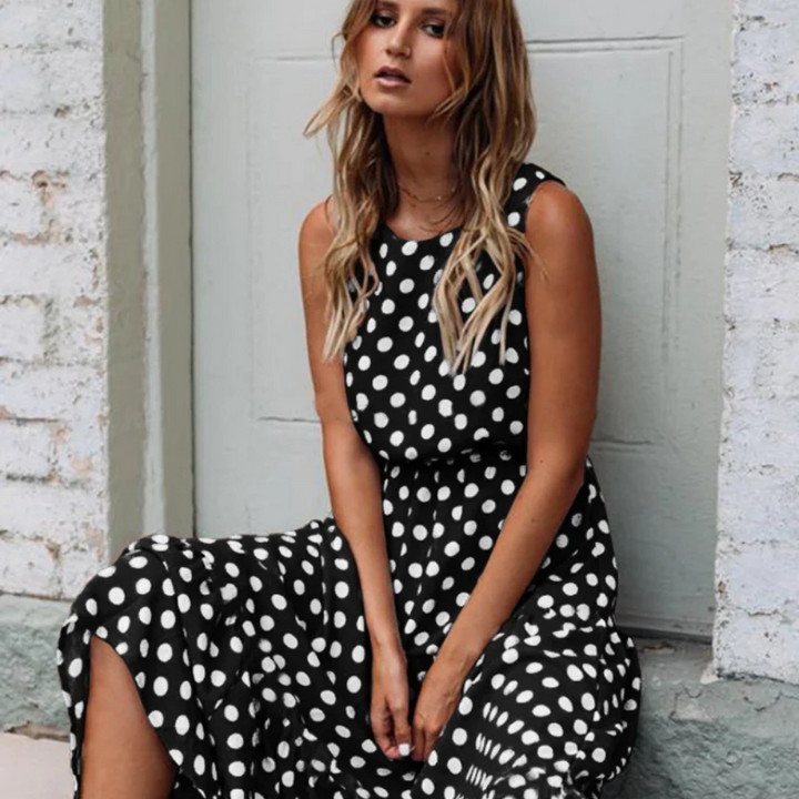 Levoire | Robe D'Été Élégante Avec Des Pois Noir