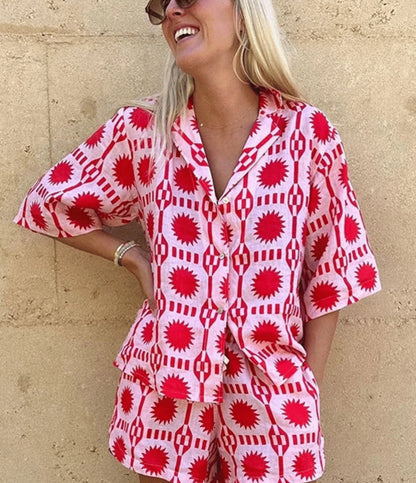 Levoire | Ensemble D'Été À Deux Pièces Rose Imprimé