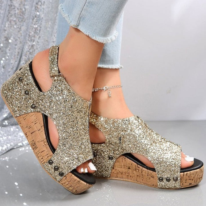 Levoire | Chaussures Compensées En Patchwork De Sequins Découpé Décontractées De Style Poisson Pour L'Extérieur